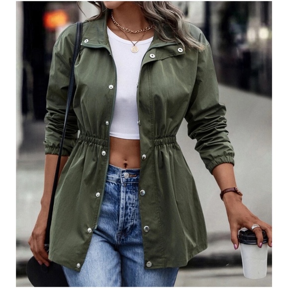 Cozy Army Green Button up Oversized Jacket Shacket - Picture 6 of 6